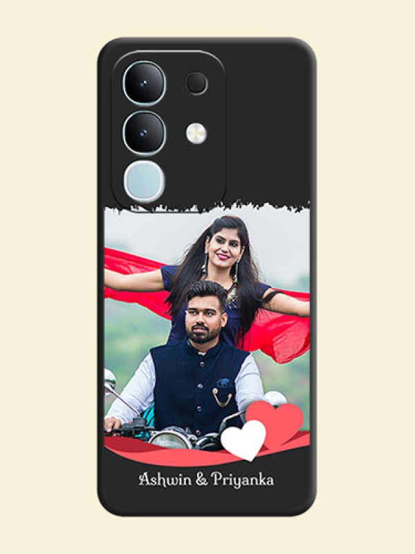 Pin Color Love Shaped Ribbon Design with Text On Space Black Custom Soft Matte Mobile Back Cover - Vivo T4x 5G
