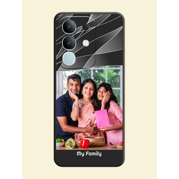 Mixed Wave Lines on Photo On Space Black Custom Soft Matte Mobile Back Cover - Vivo T4x 5G Mixed Wave Lines on Photo On Space Black Custom Soft Matte Mobile Back Cover - Vivo T4x 5G