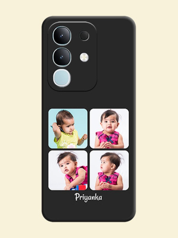 Floral Art with 6 Image Holder on Photo On Space Black Custom Soft Matte Mobile Back Cover - Vivo T4x 5G