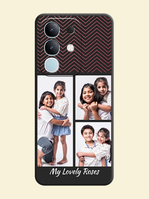 Wave Pattern with 3 Image Holder On Space Black Custom Soft Matte Mobile Back Cover - Vivo T4x 5G