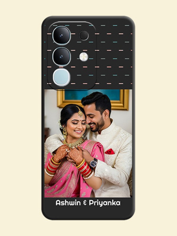 Line Pattern Design with Text On Space Black Custom Soft Matte Mobile Back Cover - Vivo T4x 5G