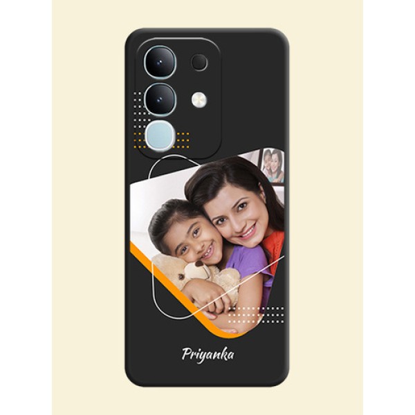 Yellow Triangle on Photo On Space Black Custom Soft Matte Mobile Back Cover - Vivo T4x 5G Yellow Triangle on Photo On Space Black Custom Soft Matte Mobile Back Cover - Vivo T4x 5G