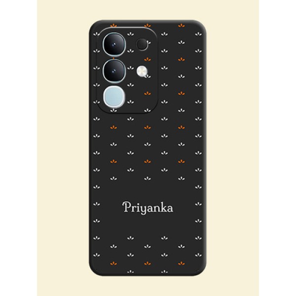 Simple Pattern With Custom Text On Space Black Custom Soft Matte Mobile Back Cover - Vivo T4x 5G Simple Pattern With Custom Text On Space Black Custom Soft Matte Mobile Back Cover - Vivo T4x 5G