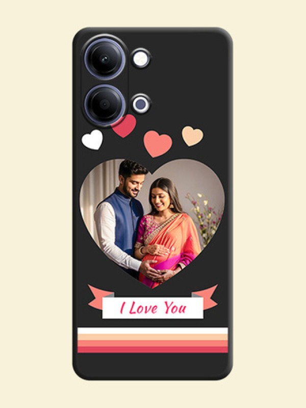 Love Shaped Photo with Colorful Stripes On Space Black Custom Soft Matte Mobile Back Cover - Vivo T5 Lite 44W 5G