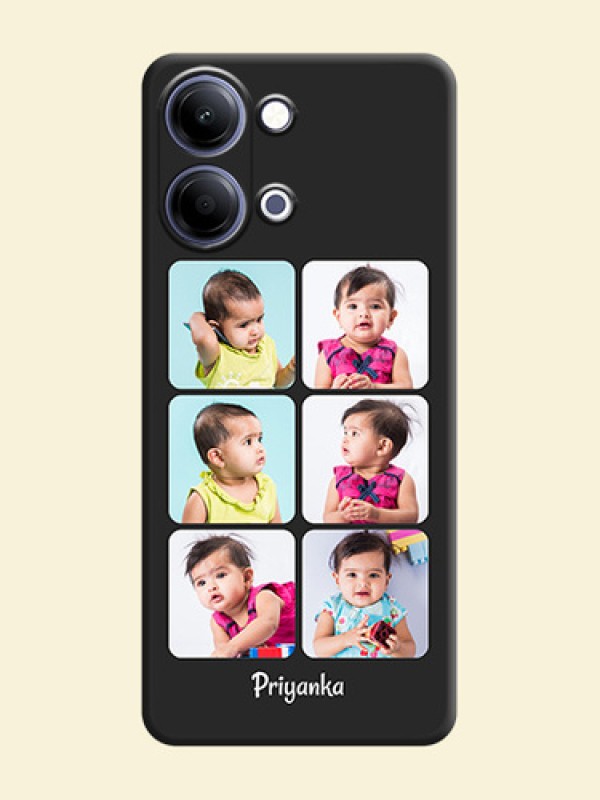Floral Art with 6 Image Holder on Photo On Space Black Custom Soft Matte Mobile Back Cover - Vivo T5 Lite 44W 5G