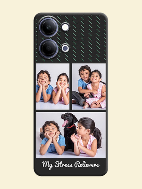 Cross Dotted Pattern with 2 Image Holder On Space Black Custom Soft Matte Mobile Back Cover - Vivo T5 Lite 44W 5G