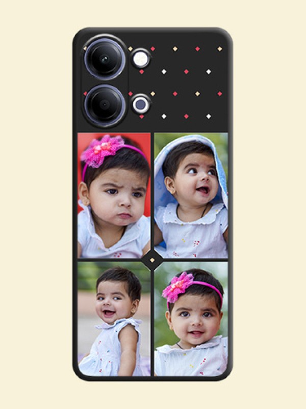 Multicolor Dotted Pattern with 4 Image Holder On Space Black Custom Soft Matte Mobile Back Cover - Vivo T5 Lite 44W 5G