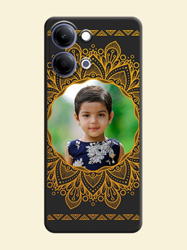 Round Image with Floral Design On Space Black Custom Soft Matte Mobile Back Cover - Vivo T5 Lite 44W 5G