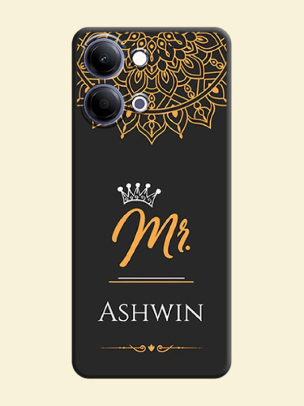 Mr Name with Floral Design On Space Black Custom Soft Matte Mobile Back Cover - Vivo T5 Lite 44W 5G