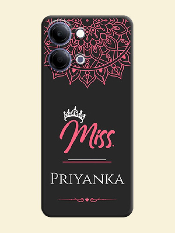 Mrs Name with Floral Design On Space Black Custom Soft Matte Mobile Back Cover - Vivo T5 Lite 44W 5G