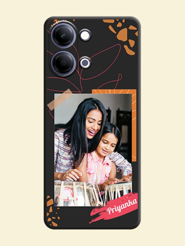 Orange Photo Frame On Space Black Custom Soft Matte Mobile Back Cover - Vivo T5 Lite 44W 5G