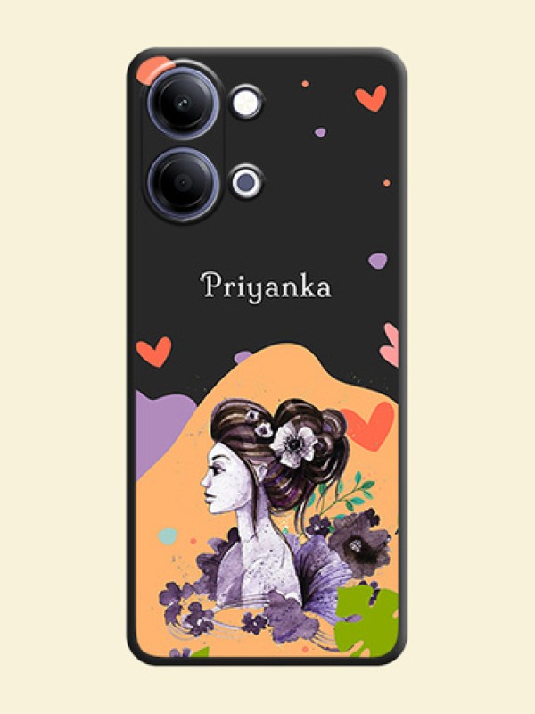Namecase For Her With Fancy Lady Image On Space Black Custom Soft Matte Mobile Back Cover - Vivo T5 Lite 44W 5G