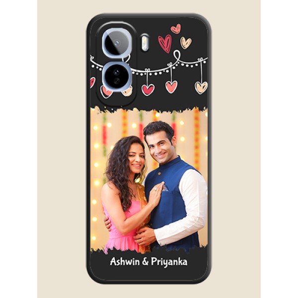 Pink Love Hangings with Name On Space Black Custom Soft Matte Mobile Back Cover - Vivo T5 Pro 5G Pink Love Hangings with Name On Space Black Custom Soft Matte Mobile Back Cover - Vivo T5 Pro 5G