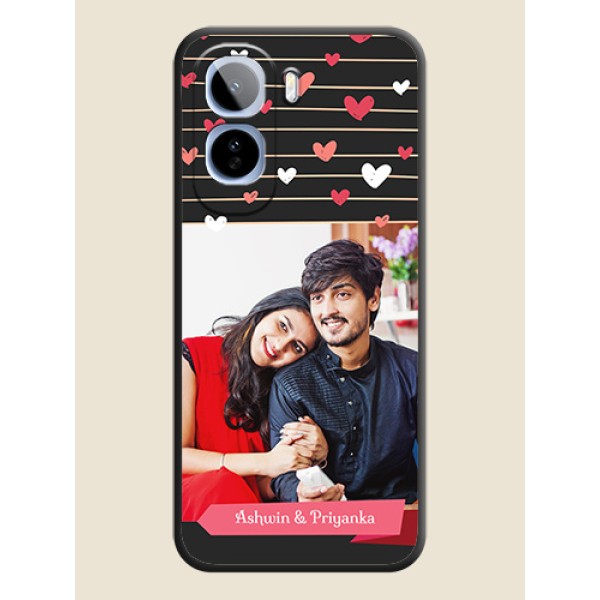 Love Pattern with Name on Pink Ribbon on Photo On Space Black Custom Soft Matte Mobile Back Cover - Vivo T5 Pro 5G Love Pattern with Name on Pink Ribbon on Photo On Space Black Custom Soft Matte Mobile Back Cover - Vivo T5 Pro 5G