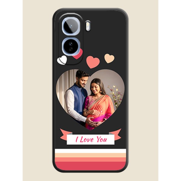 Love Shaped Photo with Colorful Stripes On Space Black Custom Soft Matte Mobile Back Cover - Vivo T5 Pro 5G Love Shaped Photo with Colorful Stripes On Space Black Custom Soft Matte Mobile Back Cover - Vivo T5 Pro 5G