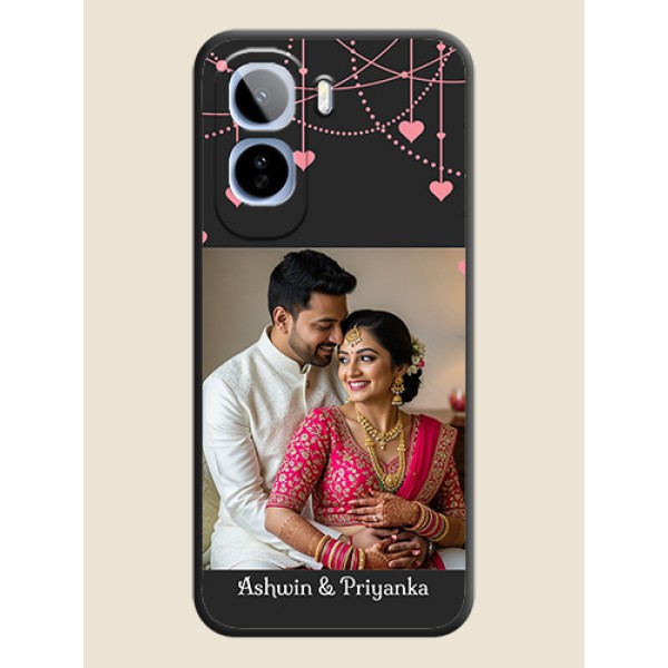 Pink Love Hangings with Text On Space Black Custom Soft Matte Mobile Back Cover - Vivo T5 Pro 5G Pink Love Hangings with Text On Space Black Custom Soft Matte Mobile Back Cover - Vivo T5 Pro 5G