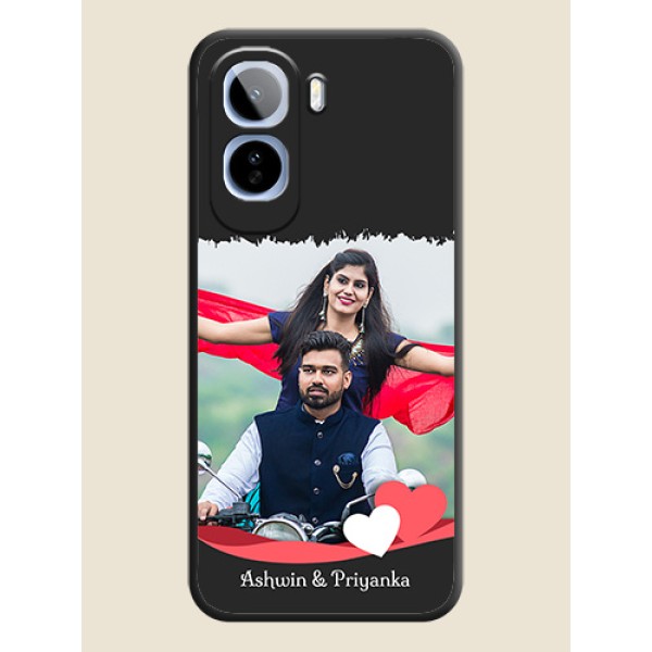 Pin Color Love Shaped Ribbon Design with Text On Space Black Custom Soft Matte Mobile Back Cover - Vivo T5 Pro 5G