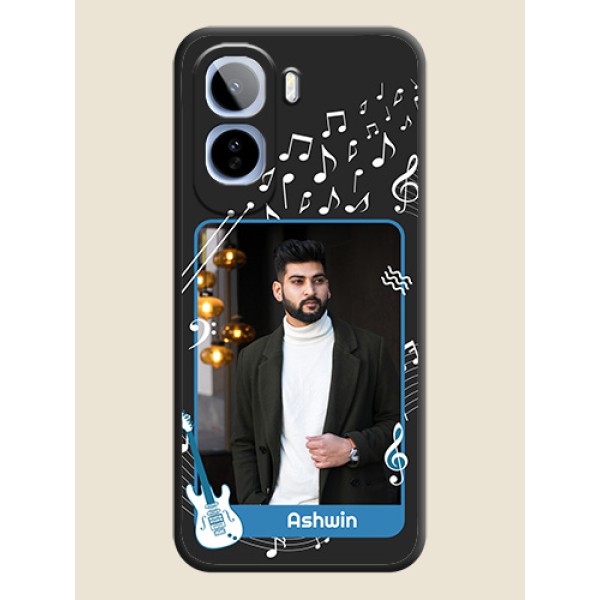Musical Theme Design with Text on Photo On Space Black Custom Soft Matte Mobile Back Cover - Vivo T5 Pro 5G