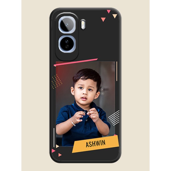 Photo Frame with Triangle Small Dots on Photo On Space Black Custom Soft Matte Mobile Back Cover - Vivo T5 Pro 5G Photo Frame with Triangle Small Dots on Photo On Space Black Custom Soft Matte Mobile Back Cover - Vivo T5 Pro 5G