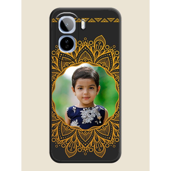 Round Image with Floral Design On Space Black Custom Soft Matte Mobile Back Cover - Vivo T5 Pro 5G Round Image with Floral Design On Space Black Custom Soft Matte Mobile Back Cover - Vivo T5 Pro 5G