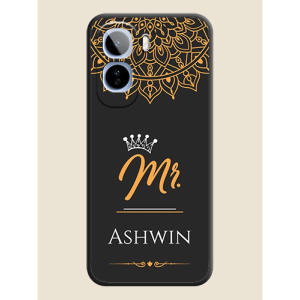 Mr Name with Floral Design On Space Black Custom Soft Matte Mobile Back Cover - Vivo T5 Pro 5G Mr Name with Floral Design On Space Black Custom Soft Matte Mobile Back Cover - Vivo T5 Pro 5G