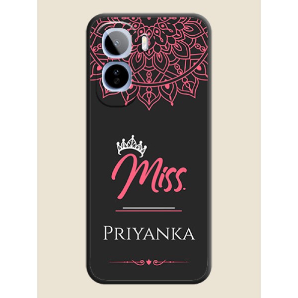 Mrs Name with Floral Design On Space Black Custom Soft Matte Mobile Back Cover - Vivo T5 Pro 5G Mrs Name with Floral Design On Space Black Custom Soft Matte Mobile Back Cover - Vivo T5 Pro 5G