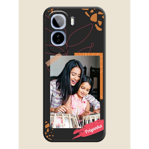 Orange Photo Frame On Space Black Custom Soft Matte Mobile Back Cover - Vivo T5 Pro 5G Orange Photo Frame On Space Black Custom Soft Matte Mobile Back Cover - Vivo T5 Pro 5G