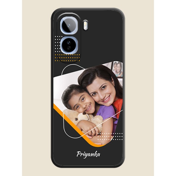 Yellow Triangle on Photo On Space Black Custom Soft Matte Mobile Back Cover - Vivo T5 Pro 5G Yellow Triangle on Photo On Space Black Custom Soft Matte Mobile Back Cover - Vivo T5 Pro 5G