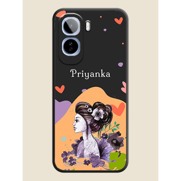 Namecase For Her With Fancy Lady Image On Space Black Custom Soft Matte Mobile Back Cover - Vivo T5 Pro 5G Namecase For Her With Fancy Lady Image On Space Black Custom Soft Matte Mobile Back Cover - Vivo T5 Pro 5G