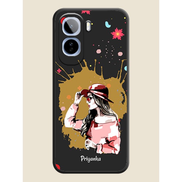 Mordern Lady With Color Splash Background With Custom Text On Space Black Custom Soft Matte Mobile Back Cover - Vivo T5 Pro 5G
