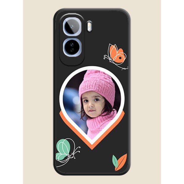 Upload Pic With Simple Butterly Design On Space Black Custom Soft Matte Mobile Back Cover - Vivo T5 Pro 5G Upload Pic With Simple Butterly Design On Space Black Custom Soft Matte Mobile Back Cover - Vivo T5 Pro 5G