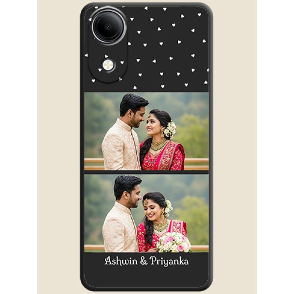Miniature Love Symbols with Name On Space Black Custom Soft Matte Mobile Back Cover - Vivo T5e 4G Miniature Love Symbols with Name On Space Black Custom Soft Matte Mobile Back Cover - Vivo T5e 4G