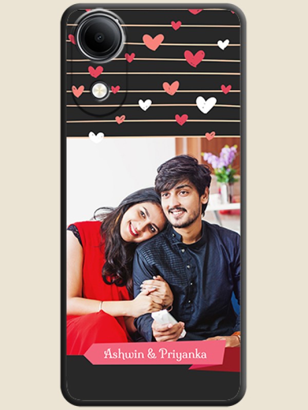 Love Pattern with Name on Pink Ribbon on Photo On Space Black Custom Soft Matte Mobile Back Cover - Vivo T5e 4G