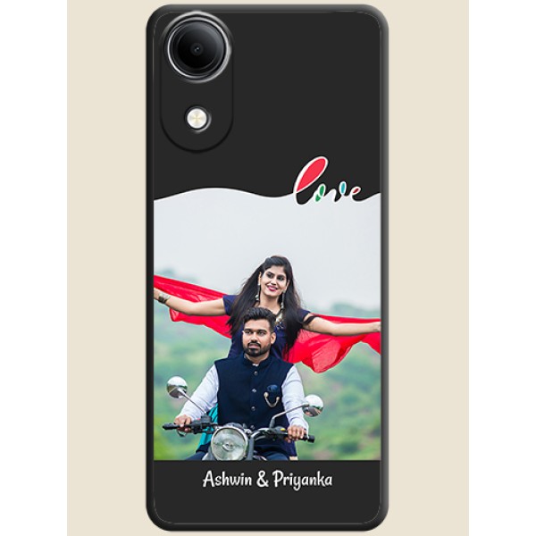 Fall in Love Pattern with Picture on Photo On Space Black Custom Soft Matte Mobile Back Cover - Vivo T5e 4G Fall in Love Pattern with Picture on Photo On Space Black Custom Soft Matte Mobile Back Cover - Vivo T5e 4G