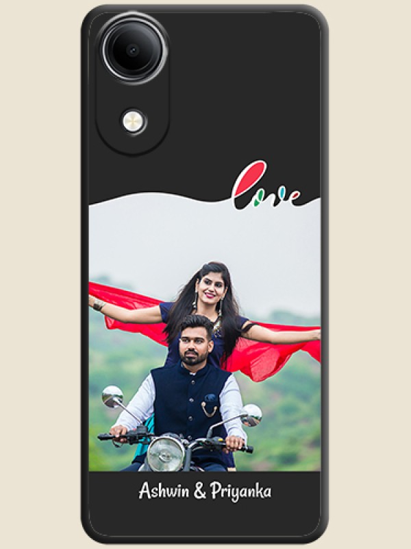 Fall in Love Pattern with Picture on Photo On Space Black Custom Soft Matte Mobile Back Cover - Vivo T5e 4G