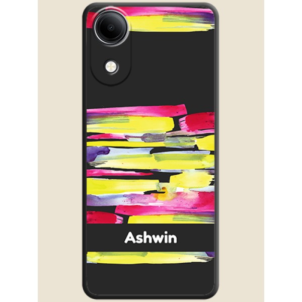 Brush Coloured On Space Black Custom Soft Matte Mobile Back Cover - Vivo T5e 4G Brush Coloured On Space Black Custom Soft Matte Mobile Back Cover - Vivo T5e 4G