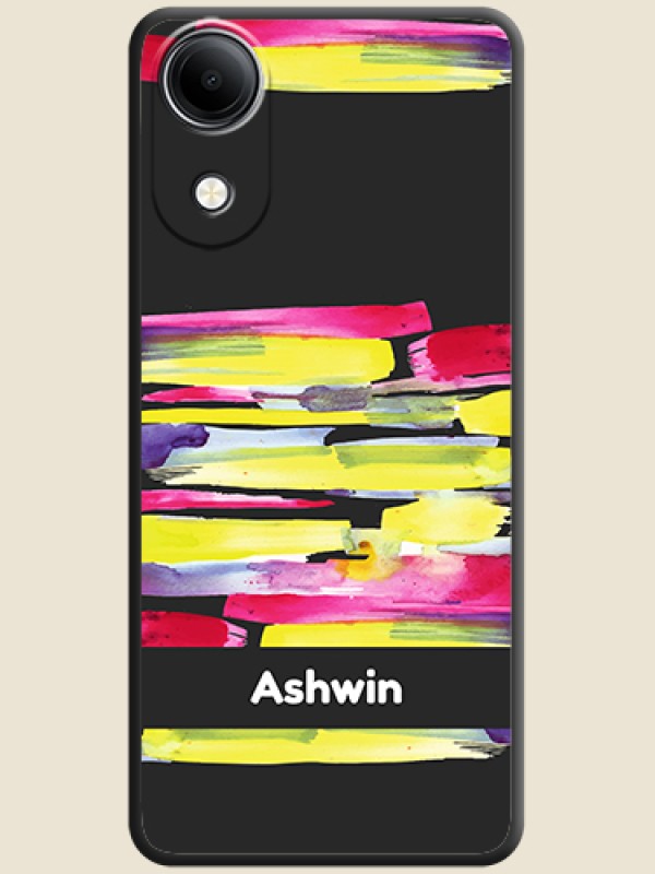 Brush Coloured On Space Black Custom Soft Matte Mobile Back Cover - Vivo T5e 4G