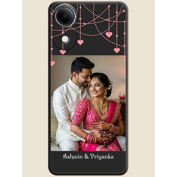 Pink Love Hangings with Text On Space Black Custom Soft Matte Mobile Back Cover - Vivo T5e 4G Pink Love Hangings with Text On Space Black Custom Soft Matte Mobile Back Cover - Vivo T5e 4G