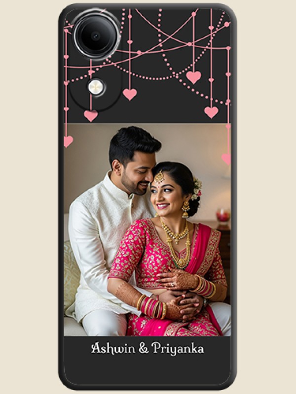 Pink Love Hangings with Text On Space Black Custom Soft Matte Mobile Back Cover - Vivo T5e 4G