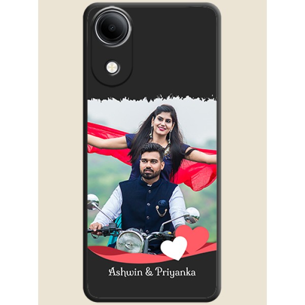 Pin Color Love Shaped Ribbon Design with Text On Space Black Custom Soft Matte Mobile Back Cover - Vivo T5e 4G Pin Color Love Shaped Ribbon Design with Text On Space Black Custom Soft Matte Mobile Back Cover - Vivo T5e 4G