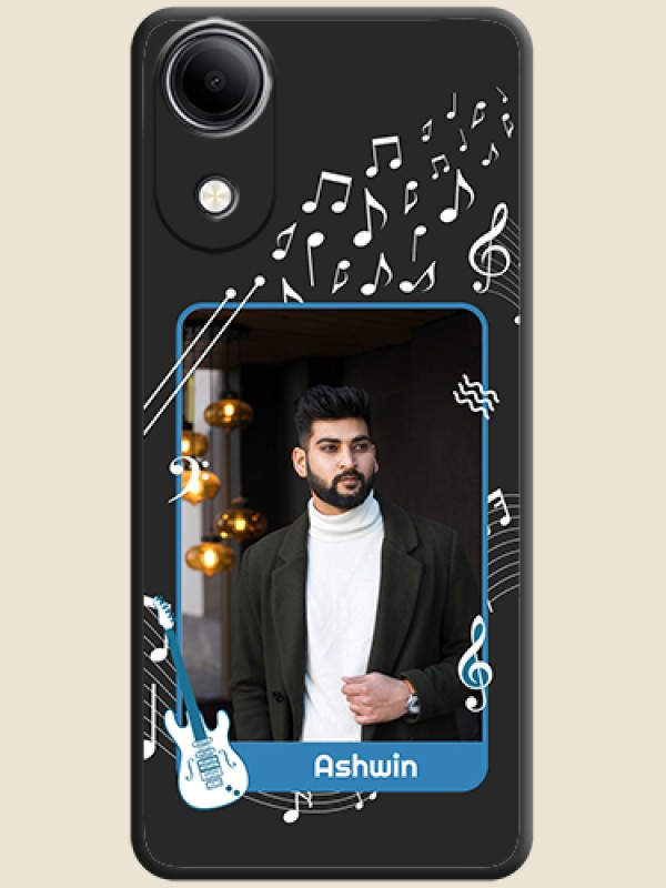 Musical Theme Design with Text on Photo On Space Black Custom Soft Matte Mobile Back Cover - Vivo T5e 4G