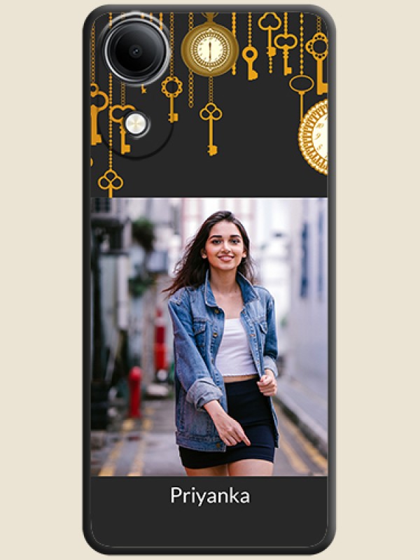 Decorative Design with Text On Space Black Custom Soft Matte Mobile Back Cover - Vivo T5e 4G