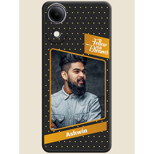 Follow Your Dreams with White Dots On Space Black Custom Soft Matte Mobile Back Cover - Vivo T5e 4G