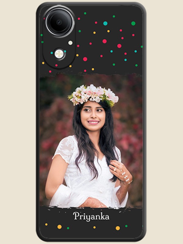 Multicolor Dotted Pattern with Text On Space Black Custom Soft Matte Mobile Back Cover - Vivo T5e 4G