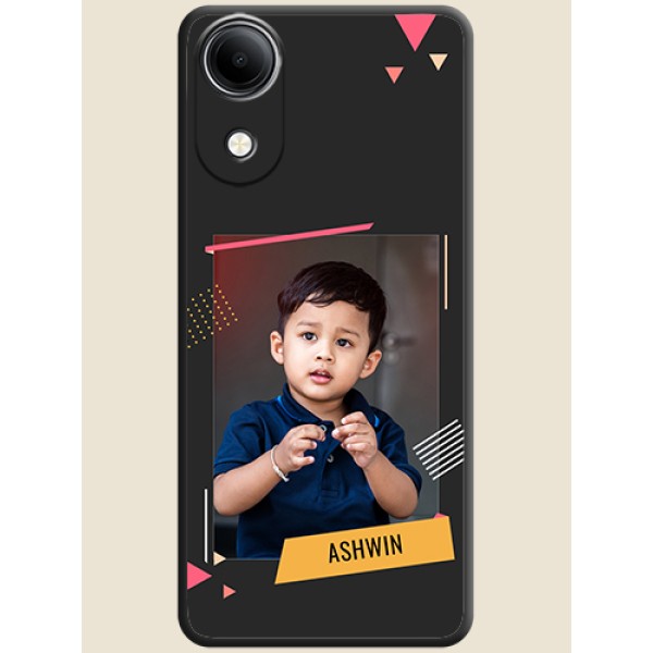 Photo Frame with Triangle Small Dots on Photo On Space Black Custom Soft Matte Mobile Back Cover - Vivo T5e 4G Photo Frame with Triangle Small Dots on Photo On Space Black Custom Soft Matte Mobile Back Cover - Vivo T5e 4G