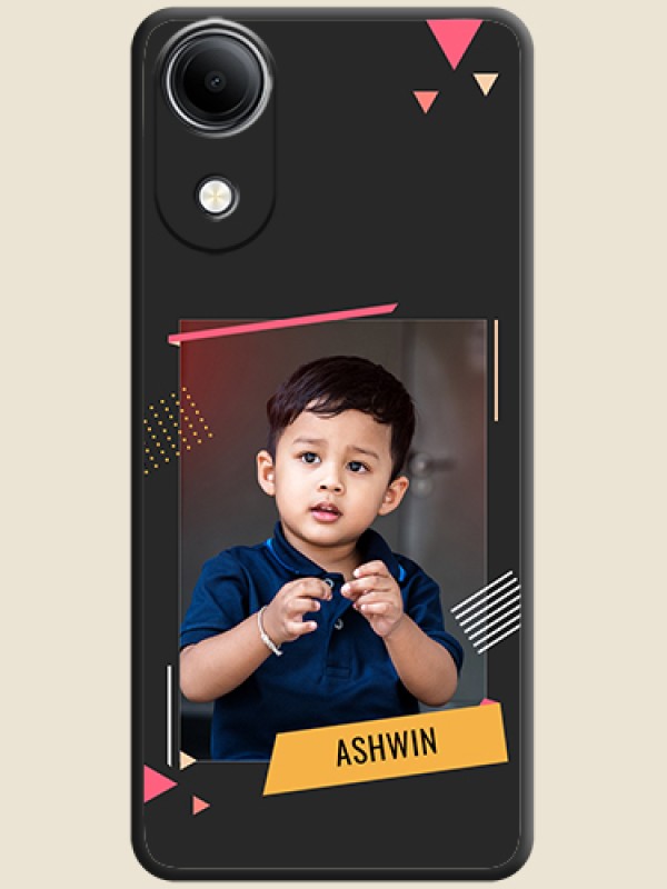 Photo Frame with Triangle Small Dots on Photo On Space Black Custom Soft Matte Mobile Back Cover - Vivo T5e 4G