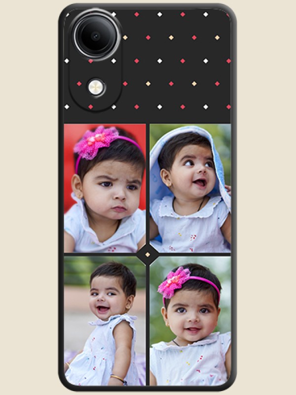 Multicolor Dotted Pattern with 4 Image Holder On Space Black Custom Soft Matte Mobile Back Cover - Vivo T5e 4G
