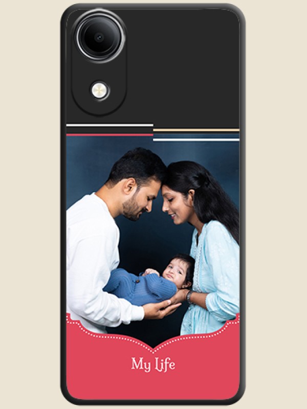 Classic Plain Design with Name On Space Black Custom Soft Matte Mobile Back Cover - Vivo T5e 4G
