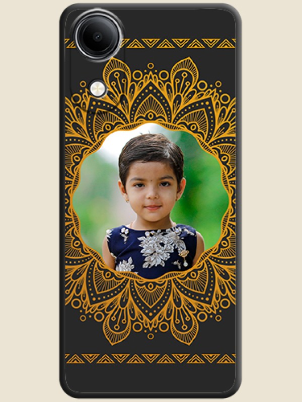 Round Image with Floral Design On Space Black Custom Soft Matte Mobile Back Cover - Vivo T5e 4G