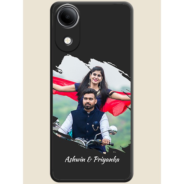 Grunge Brush Strokes on Photo On Space Black Custom Soft Matte Mobile Back Cover - Vivo T5e 4G Grunge Brush Strokes on Photo On Space Black Custom Soft Matte Mobile Back Cover - Vivo T5e 4G